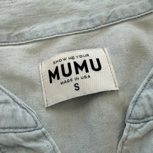 Show Me Your Mumu Horton Shore Romper Womens S Light Blue Relaxed Beach Chambray - Picture 6 of 8